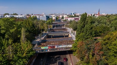 Luftbild der Berliner Yorckbrücken - ehemalige Eisenbahnbrücken über der Yorckstraße